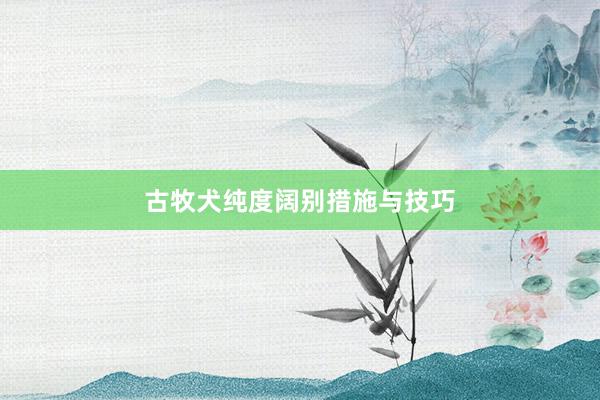 古牧犬纯度阔别措施与技巧